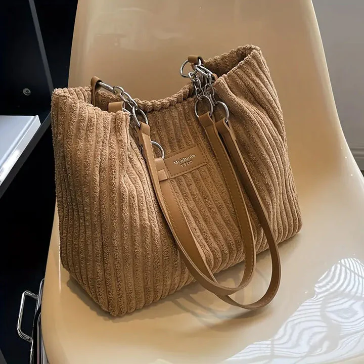 Amanda Sac Shopper Femme – Sac en Velours Côtelé Élégant avec Grand Espace & Bandoulière Réglable - Image 4