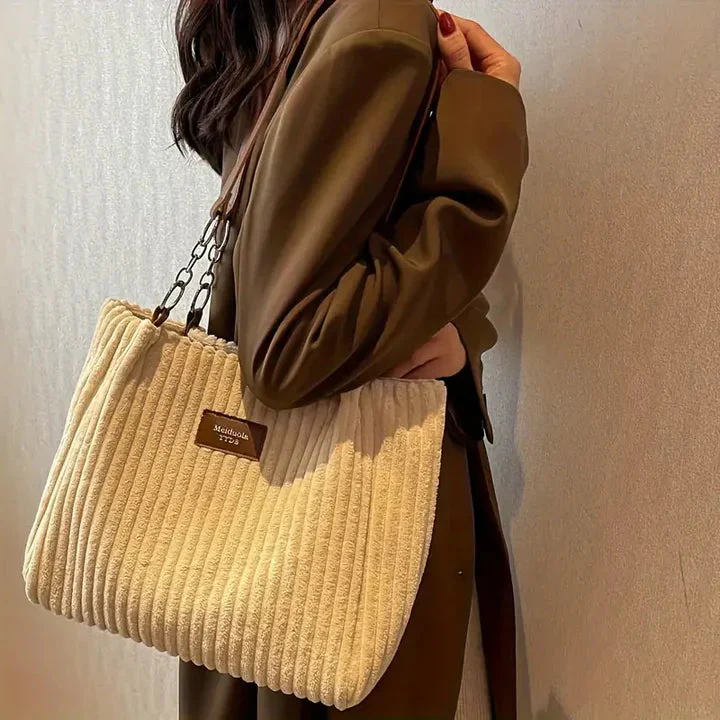 Amanda Sac Shopper Femme – Sac en Velours Côtelé Élégant avec Grand Espace & Bandoulière Réglable - Image 7