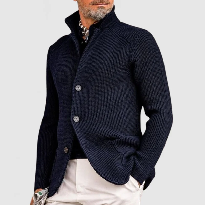 André Gilet Tricoté Élégant – Laine Mélangée, Confort & Style Intemporel Homme - Image 4