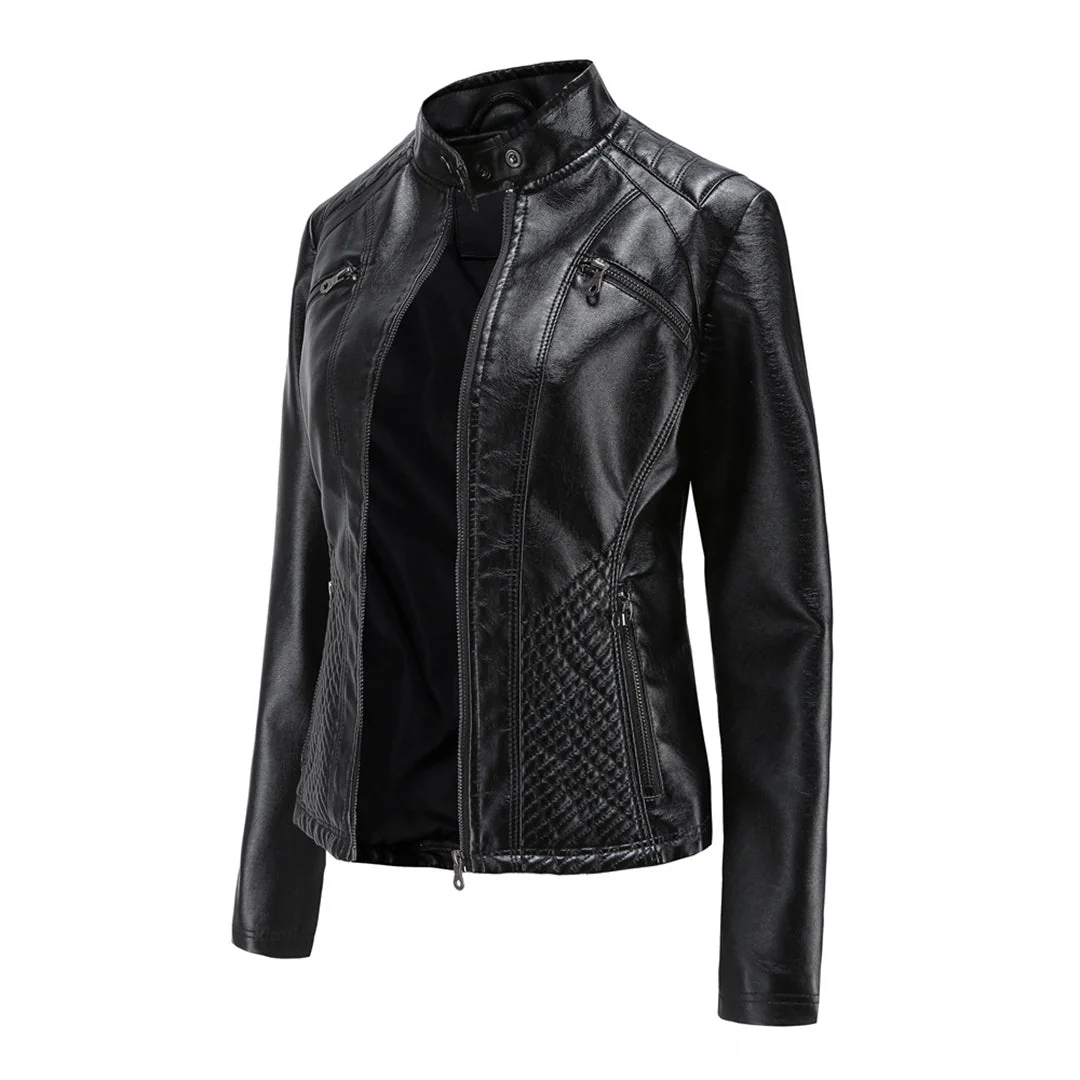 Andrijana Veste Femme – Veste en Cuir Souple Élégante avec Fermeture Asymétrique - Image 13
