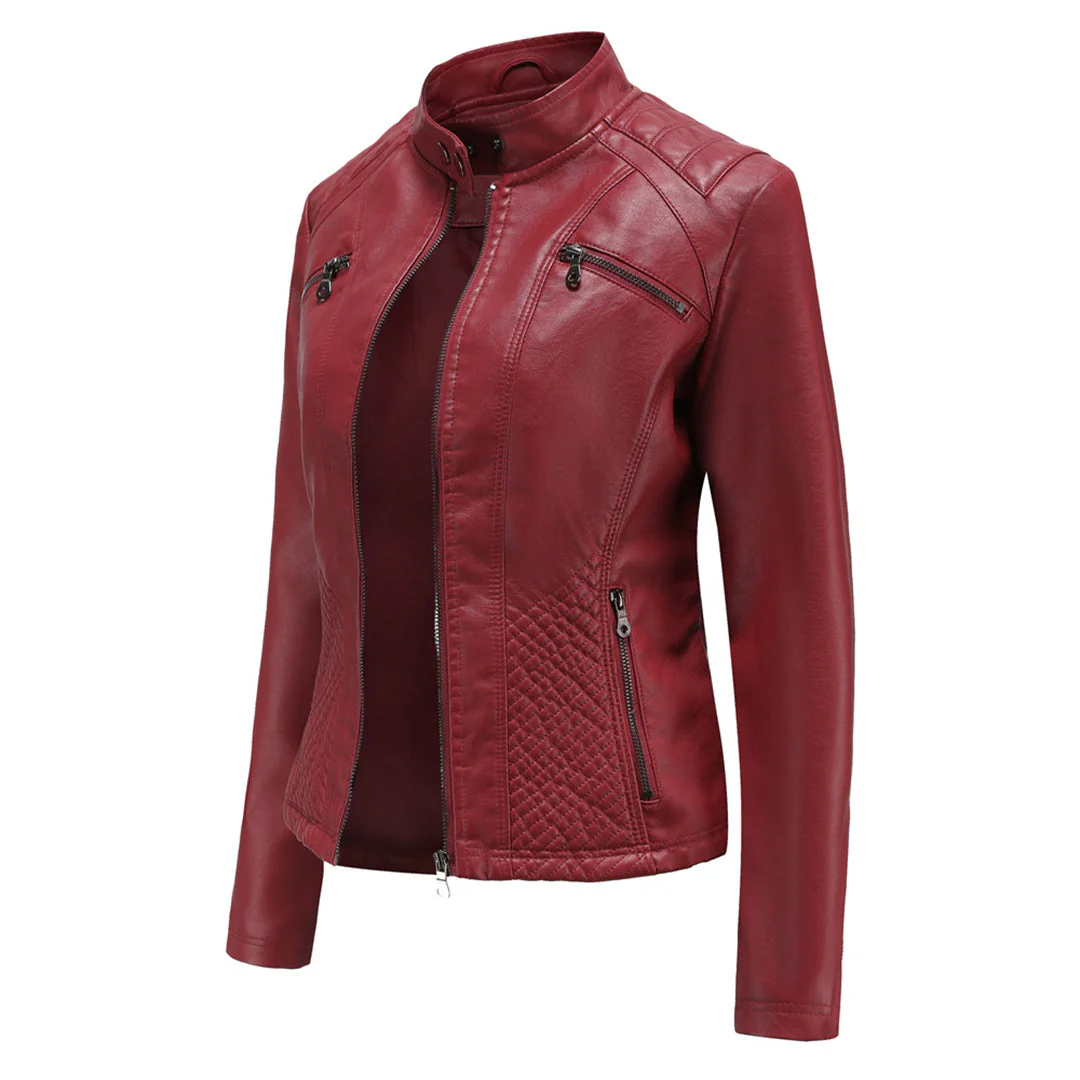 Andrijana Veste Femme – Veste en Cuir Souple Élégante avec Fermeture Asymétrique - Image 14