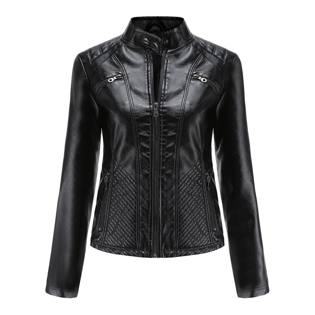 Andrijana Veste Femme – Veste en Cuir Souple Élégante avec Fermeture Asymétrique - Image 15