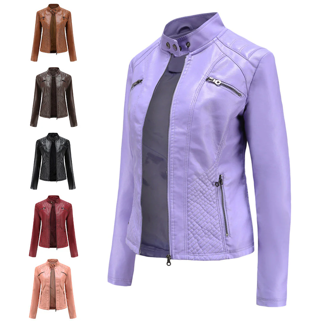 Andrijana Veste Femme – Veste en Cuir Souple Élégante avec Fermeture Asymétrique - Image 17