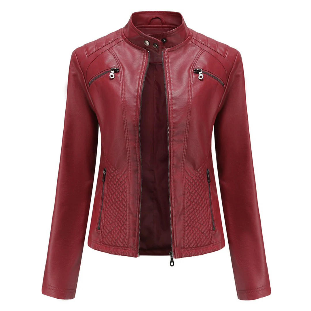 Andrijana Veste Femme – Veste en Cuir Souple Élégante avec Fermeture Asymétrique - Image 3