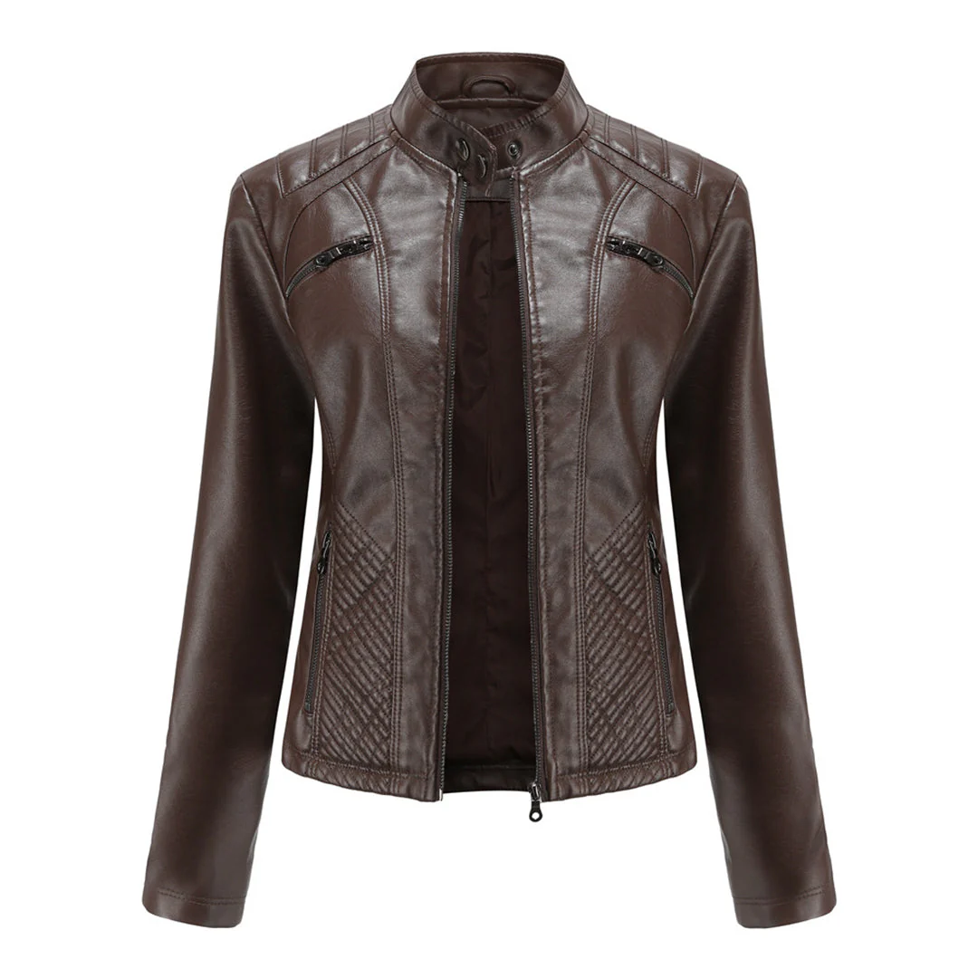 Andrijana Veste Femme – Veste en Cuir Souple Élégante avec Fermeture Asymétrique - Image 4