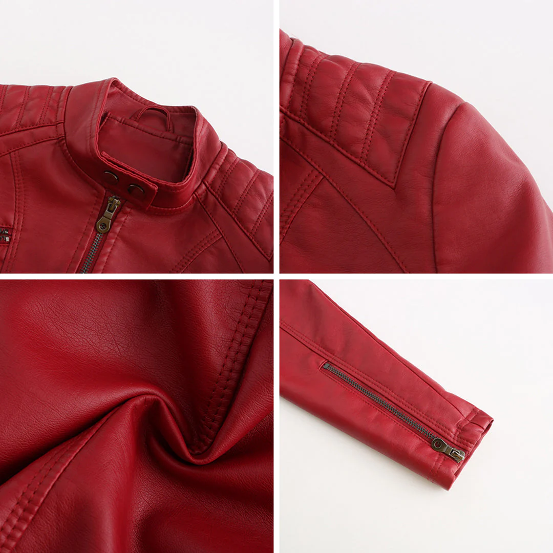 Andrijana Veste Femme – Veste en Cuir Souple Élégante avec Fermeture Asymétrique - Image 9