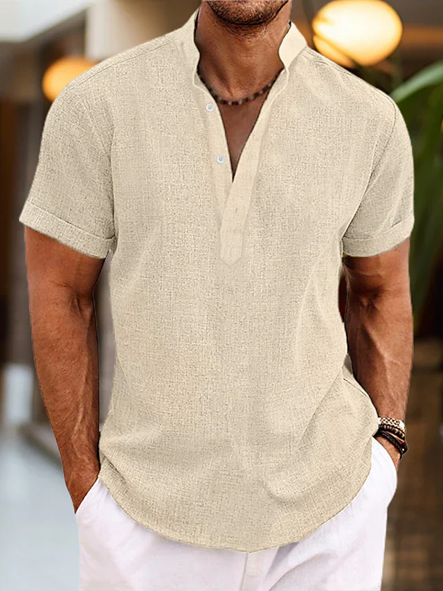 Chemise en Lin pour Homme Silas – Chemise d'Été Respirante avec Col Henley & Manches Courtes - Image 7