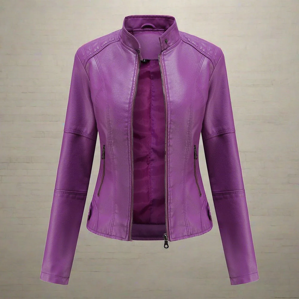 Diana Veste Femme en Cuir – Élégante Coupe Régulière avec Poches Zippées & Fermeture Éclair - Image 17