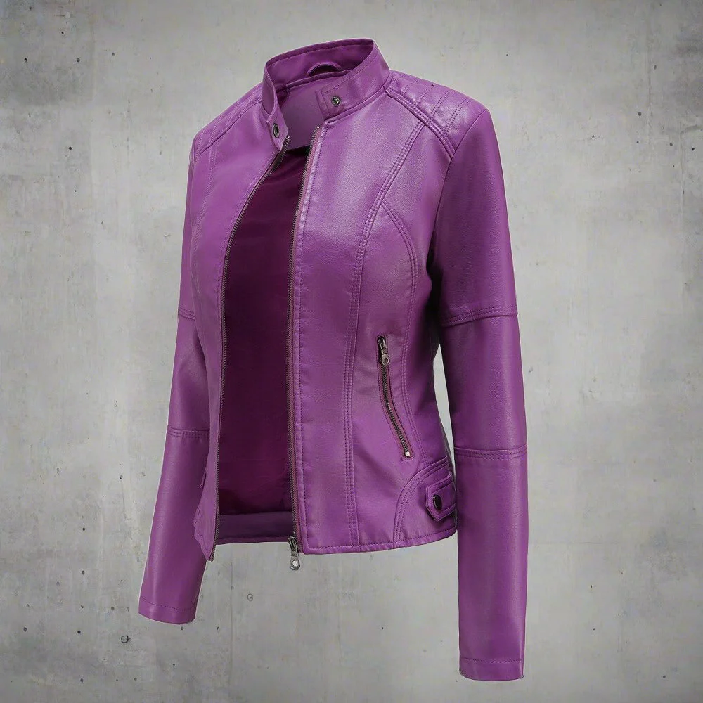 Diana Veste Femme en Cuir – Élégante Coupe Régulière avec Poches Zippées & Fermeture Éclair - Image 18