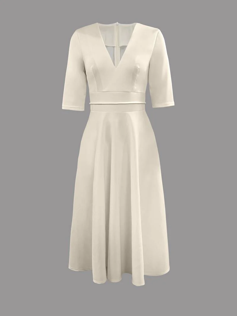 Elara Robe Femme – Robe Élégante avec Col en V, Légère & Idéale pour les Fêtes et Événements d'Été - Image 4