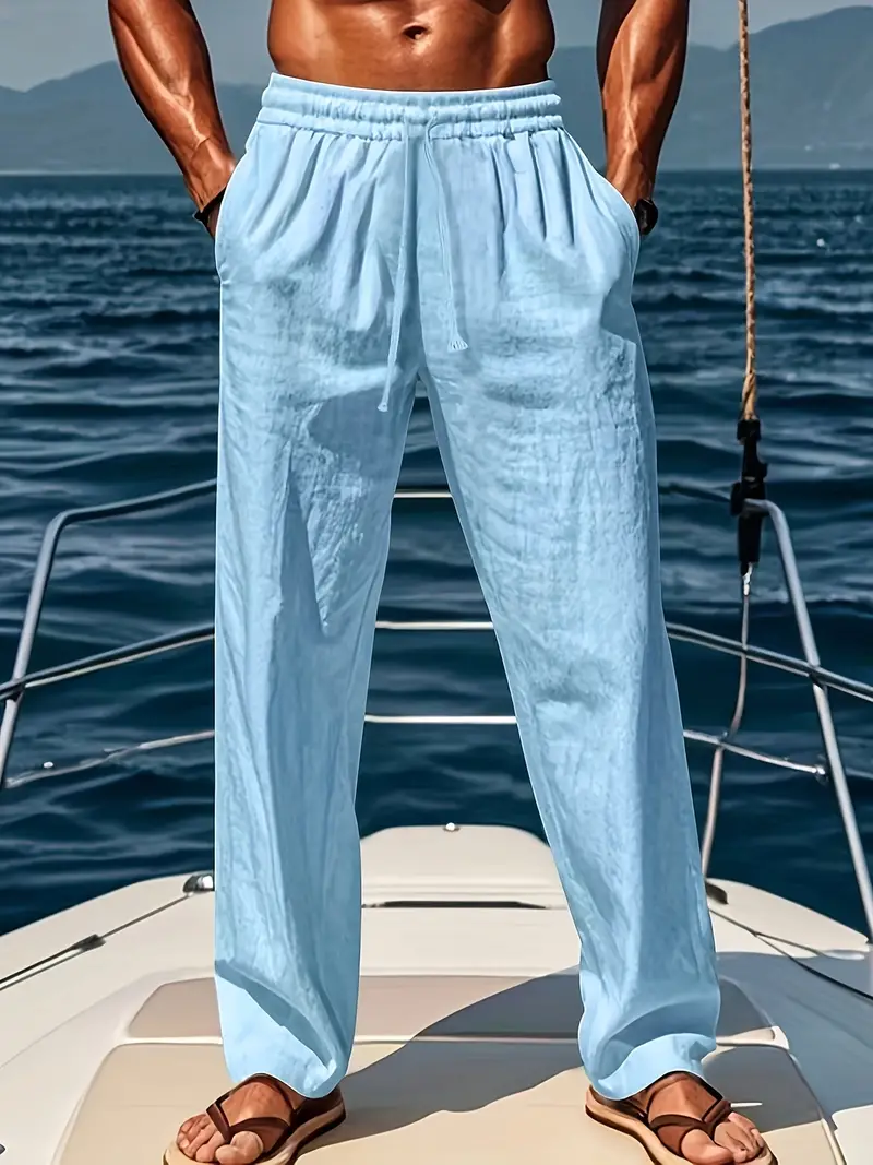 Ethan Pantalon Homme – Pantalon Large en Lin Respirant avec Coupe Ample & Style Élégant Été - Image 3