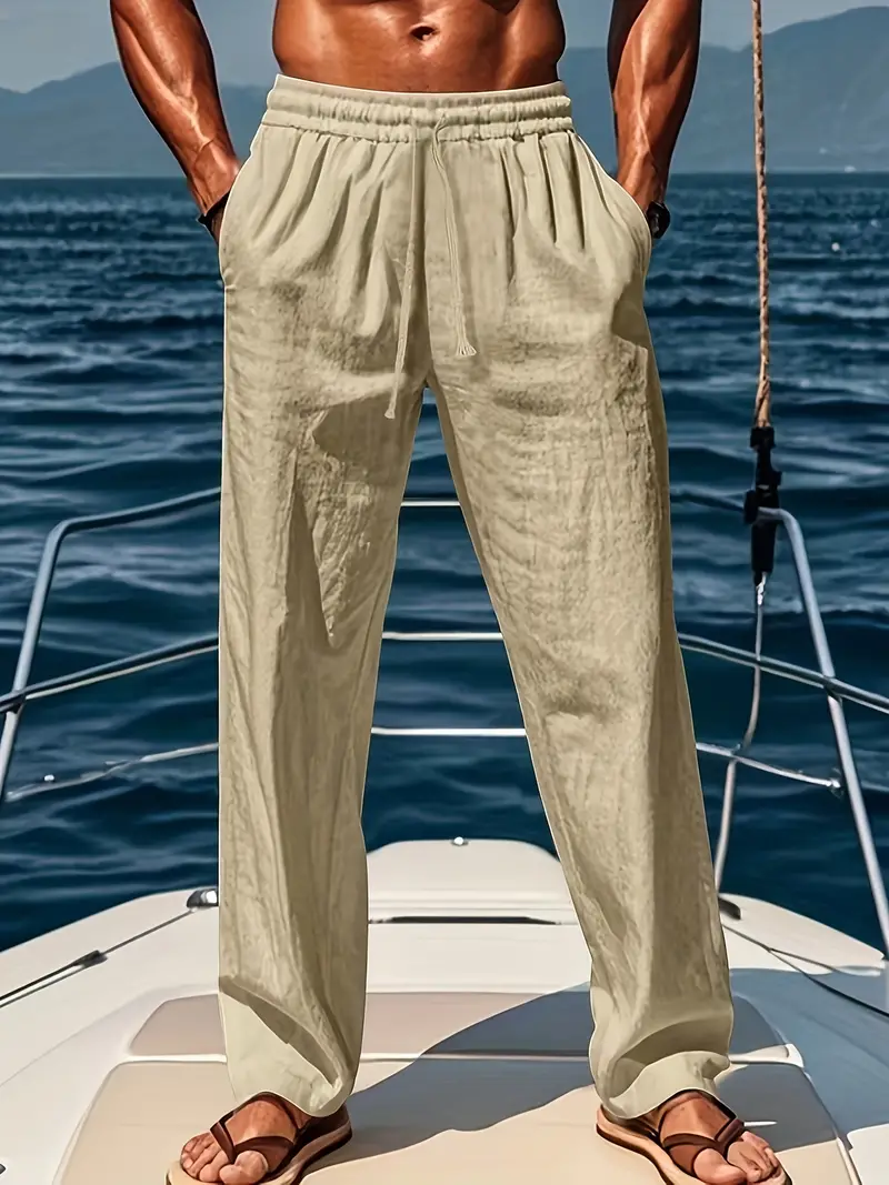Ethan Pantalon Homme – Pantalon Large en Lin Respirant avec Coupe Ample & Style Élégant Été - Image 4