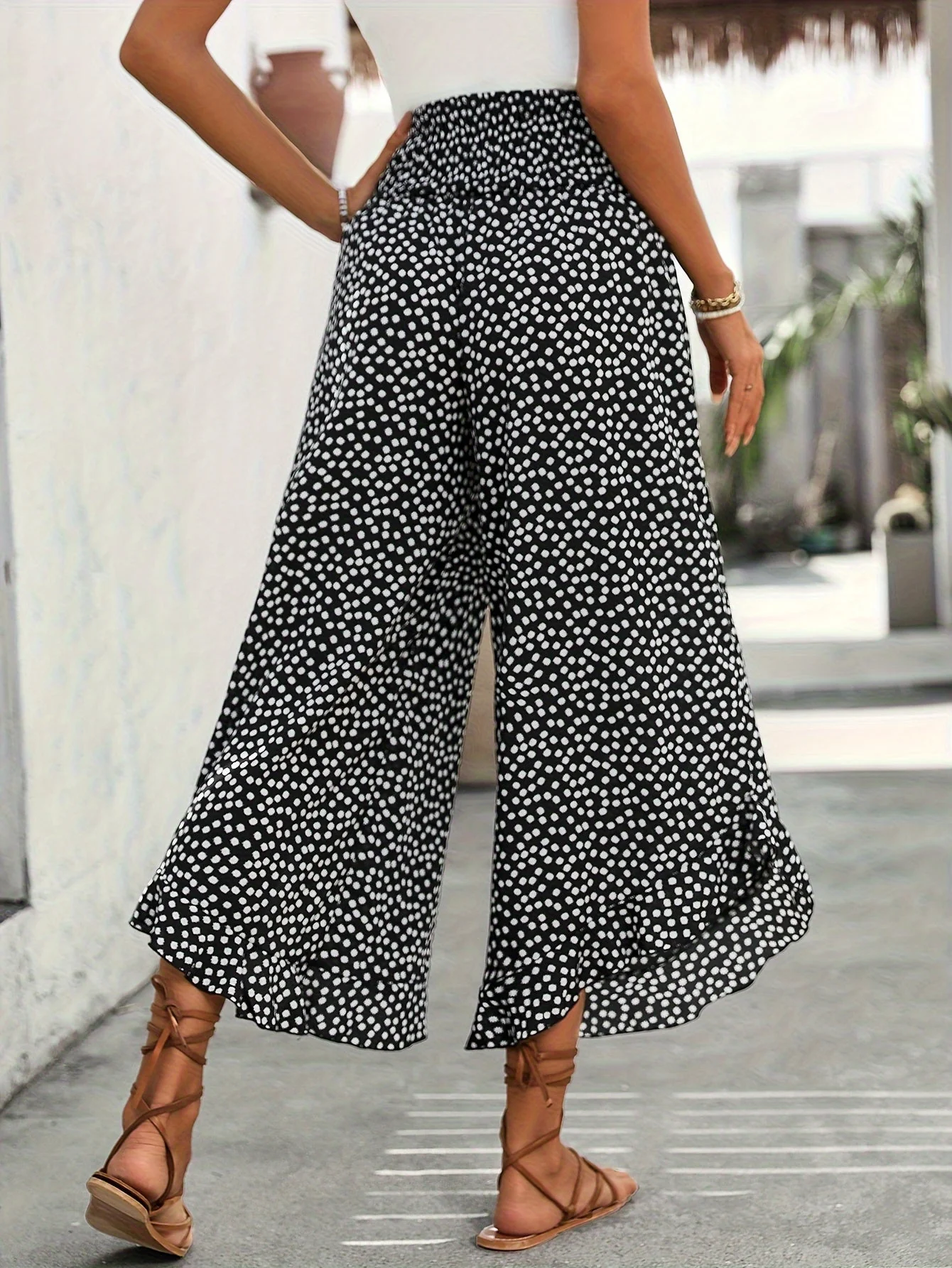 Floravia Pantalon Femme – Pantalon Taille Haute Fluide à Imprimé Floral Chic et Confortable - Image 3