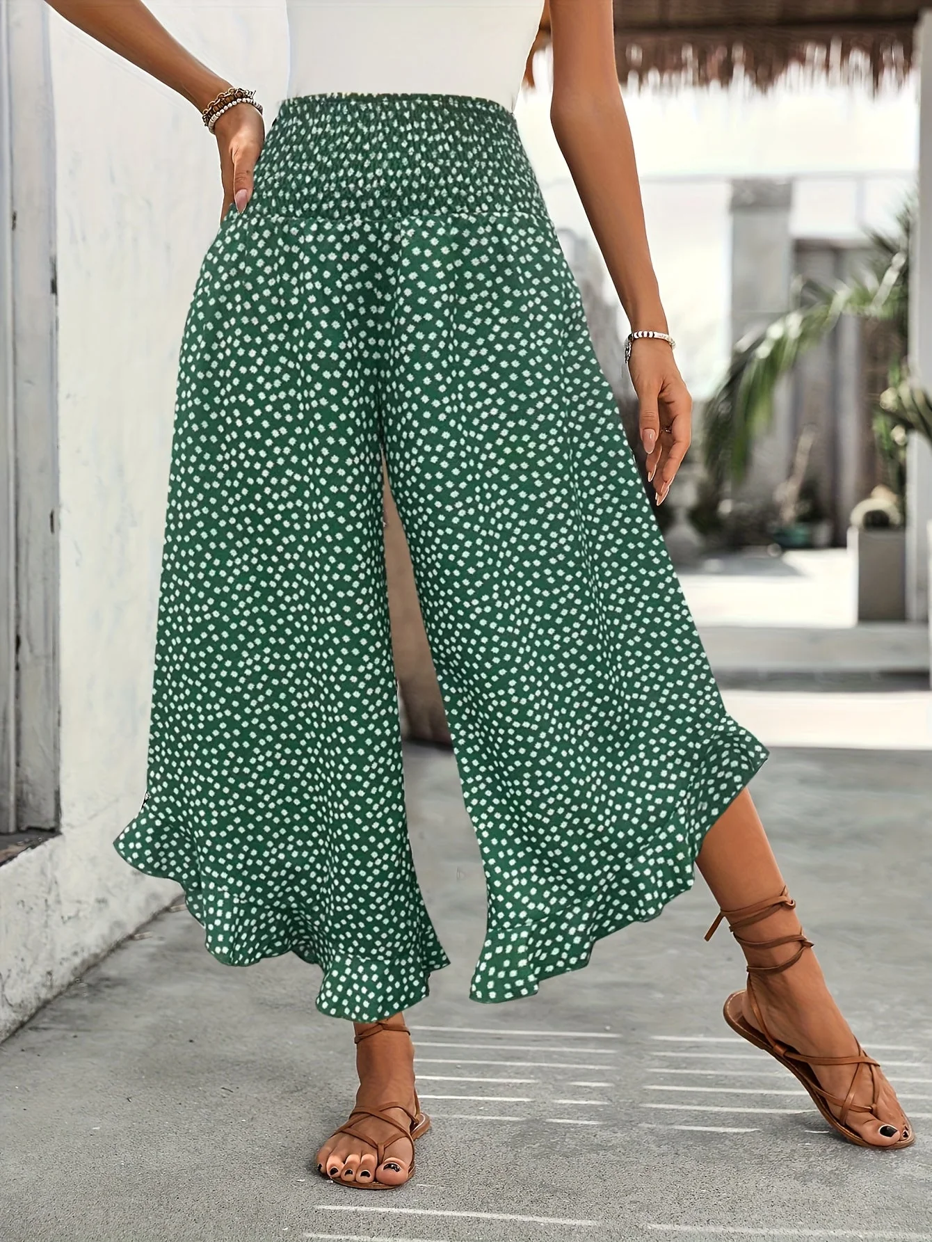 Floravia Pantalon Femme – Pantalon Taille Haute Fluide à Imprimé Floral Chic et Confortable - Image 7