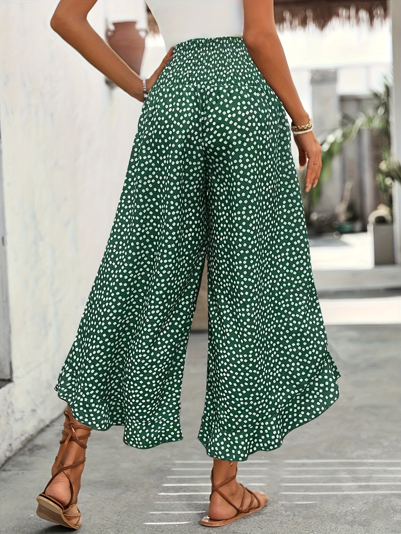 Floravia Pantalon Femme – Pantalon Taille Haute Fluide à Imprimé Floral Chic et Confortable - Image 8