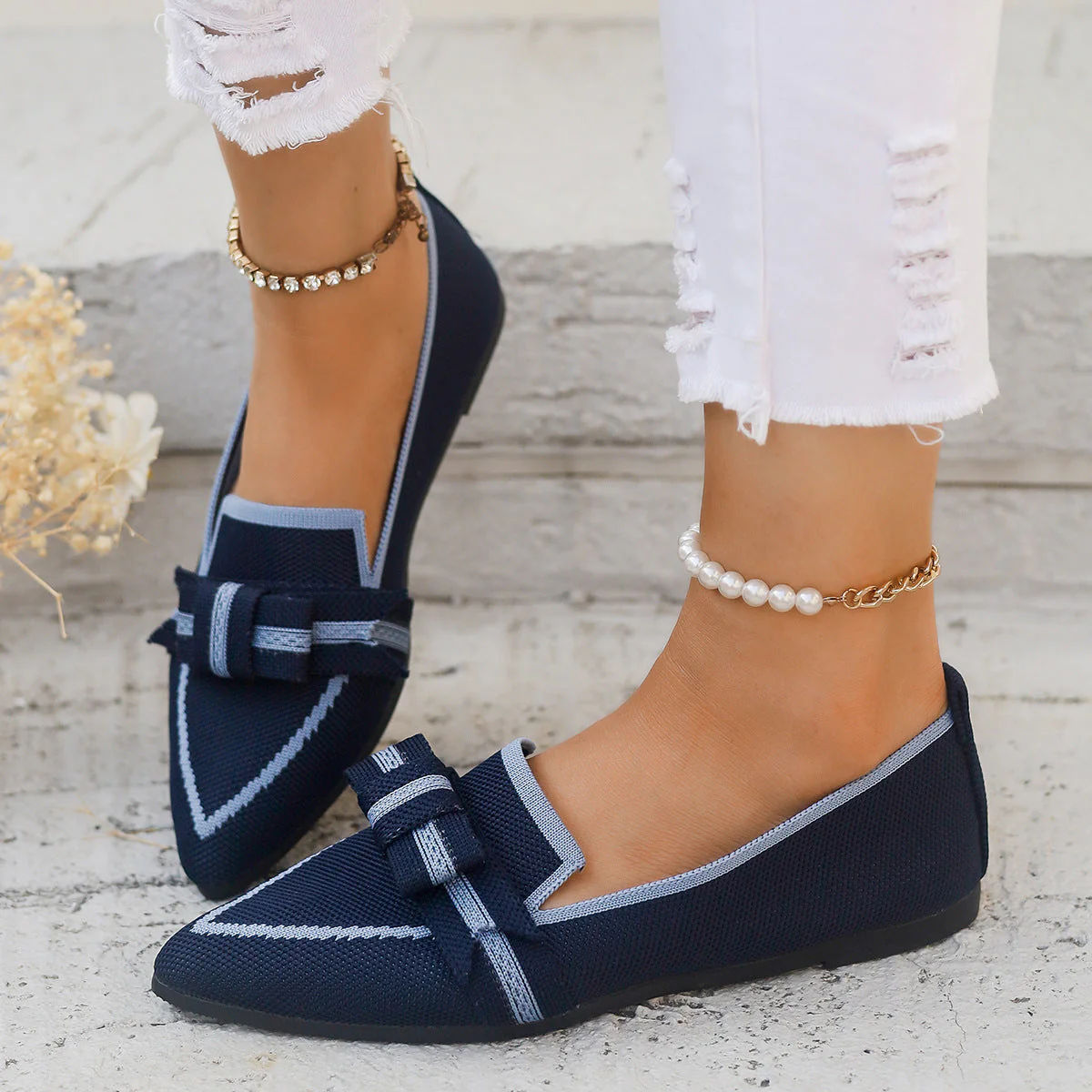 Ivy Ballerines Femme – Chaussures Plates Confortables avec Nœud, Petit Talon & Matière Respirante - Image 4