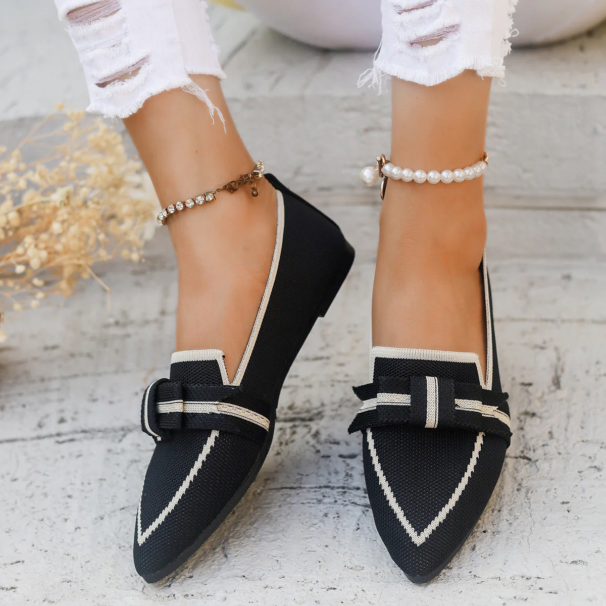 Ivy Ballerines Femme – Chaussures Plates Confortables avec Nœud, Petit Talon & Matière Respirante - Image 5