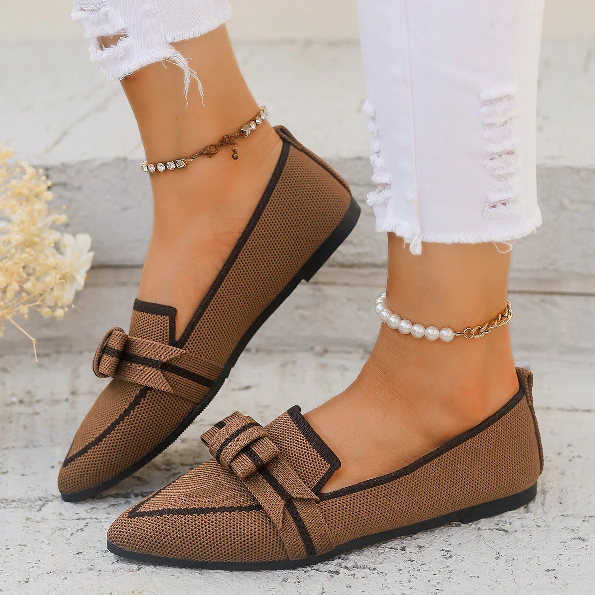 Ivy Ballerines Femme – Chaussures Plates Confortables avec Nœud, Petit Talon & Matière Respirante - Image 6