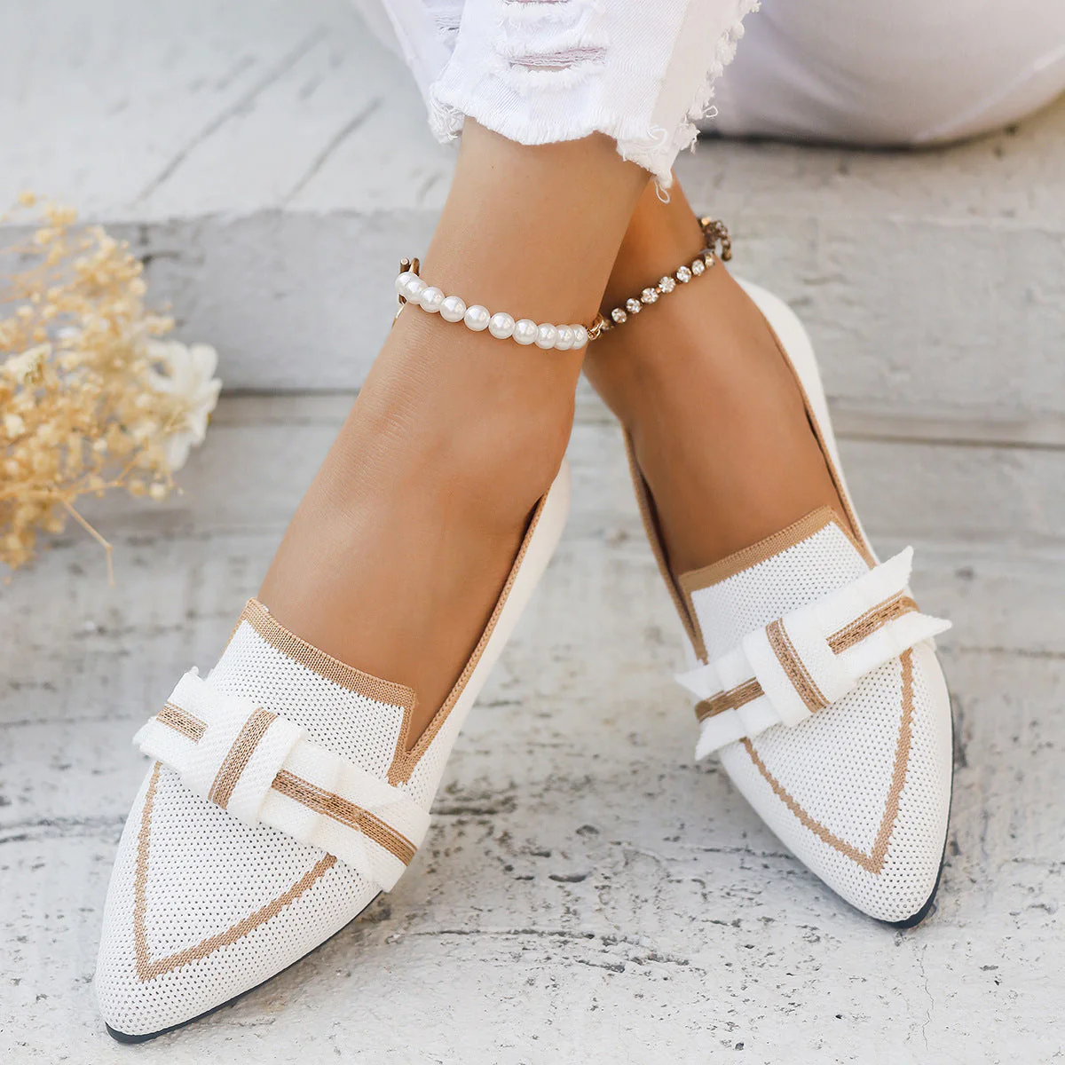 Ivy Ballerines Femme – Chaussures Plates Confortables avec Nœud, Petit Talon & Matière Respirante - Image 7