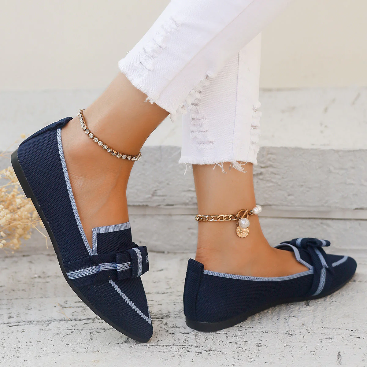 Ivy Ballerines Femme – Chaussures Plates Confortables avec Nœud, Petit Talon & Matière Respirante - Image 8