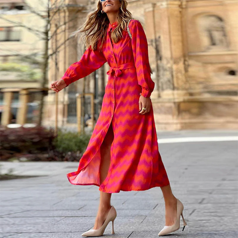 Jasmin Robe Femme – Robe Élégante avec Imprimé Symétrique & Coupe Confortable pour Toutes les Saisons - Image 4