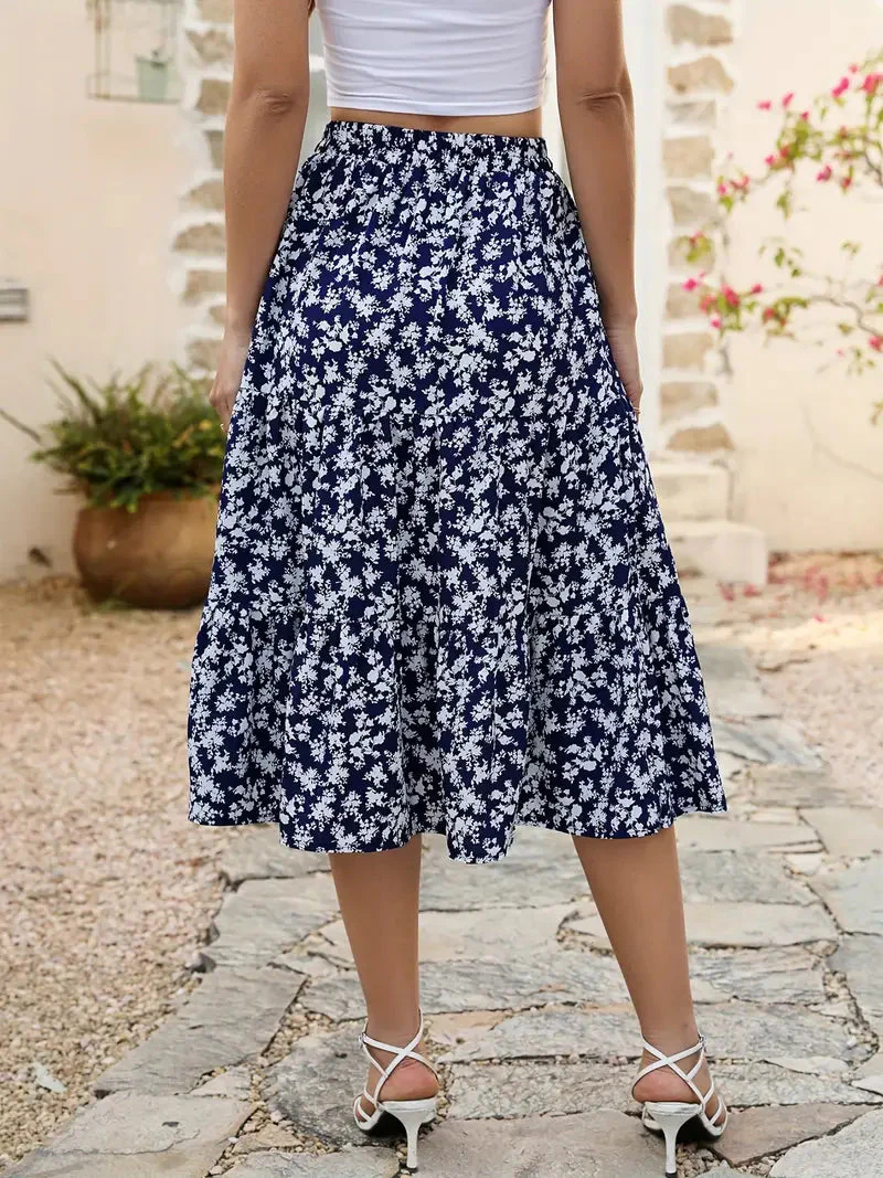 Jupe Fleurie Femme Zia – Coupe Évasée en A avec Poches, Légère pour le Printemps & l'Été - Image 5