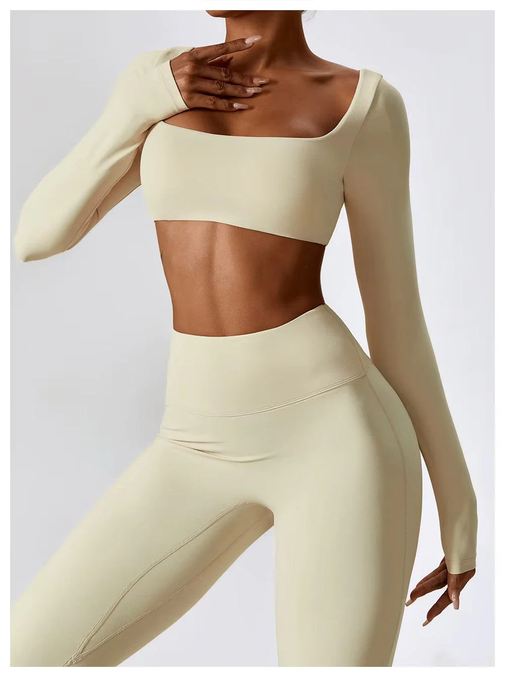 Leila Ensemble de Sport Femme – Tenue Respirante de Yoga & Fitness avec Legging Évasé & Haut Ajusté - Image 21