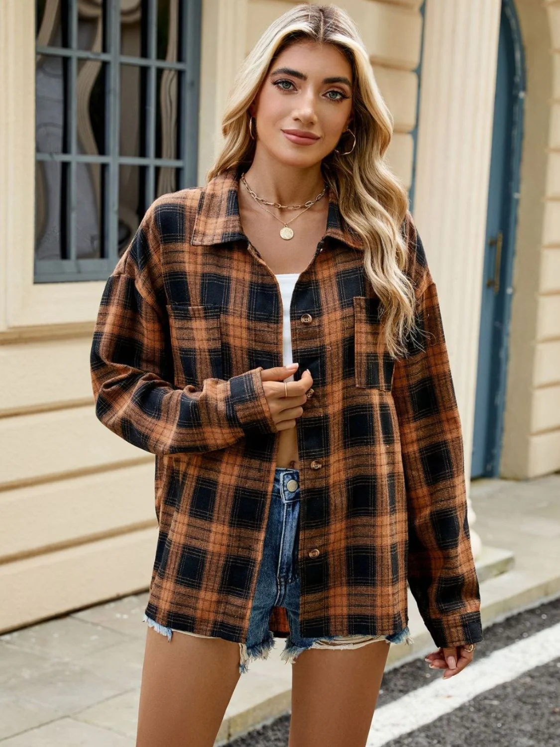Ley Chemise Femme – Chemise à Carreaux Élégante à Manches Longues Style Décontracté Chic - Image 4
