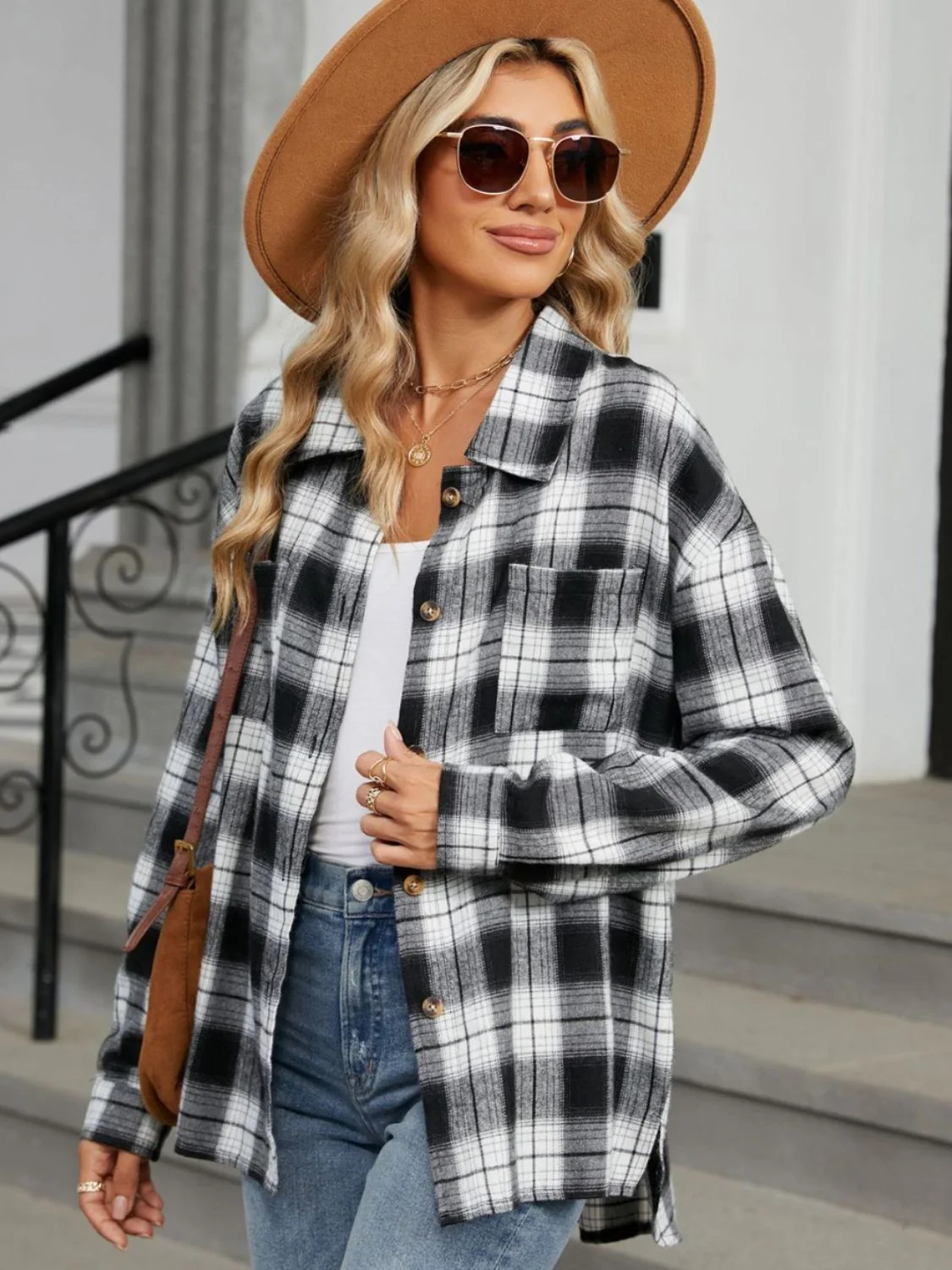 Ley Chemise Femme – Chemise à Carreaux Élégante à Manches Longues Style Décontracté Chic - Image 6