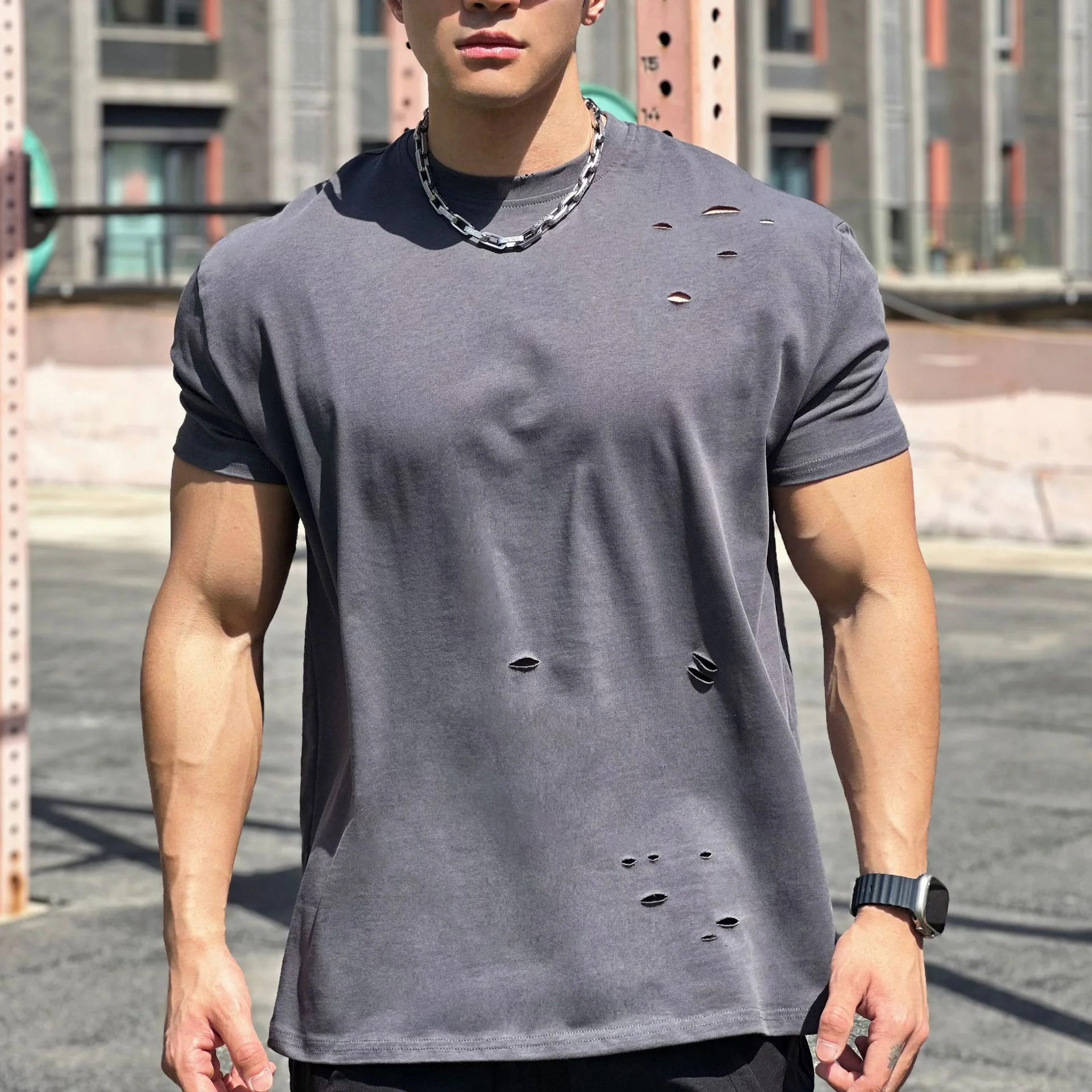 Liam T-Shirt de Sport Les hommes– T-Shirt Ample en Coton à Manches Courtes avec Design Respirant - Image 10