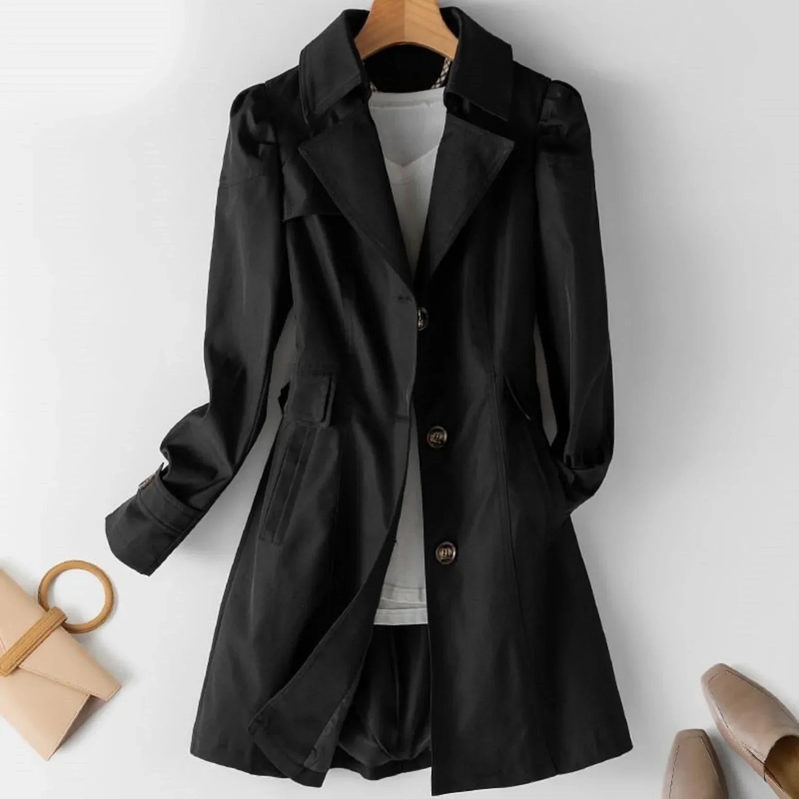 Livia Manteau Femme – Trench-Coat Imperméable Élégant au Style Classique & Intemporel - Image 4