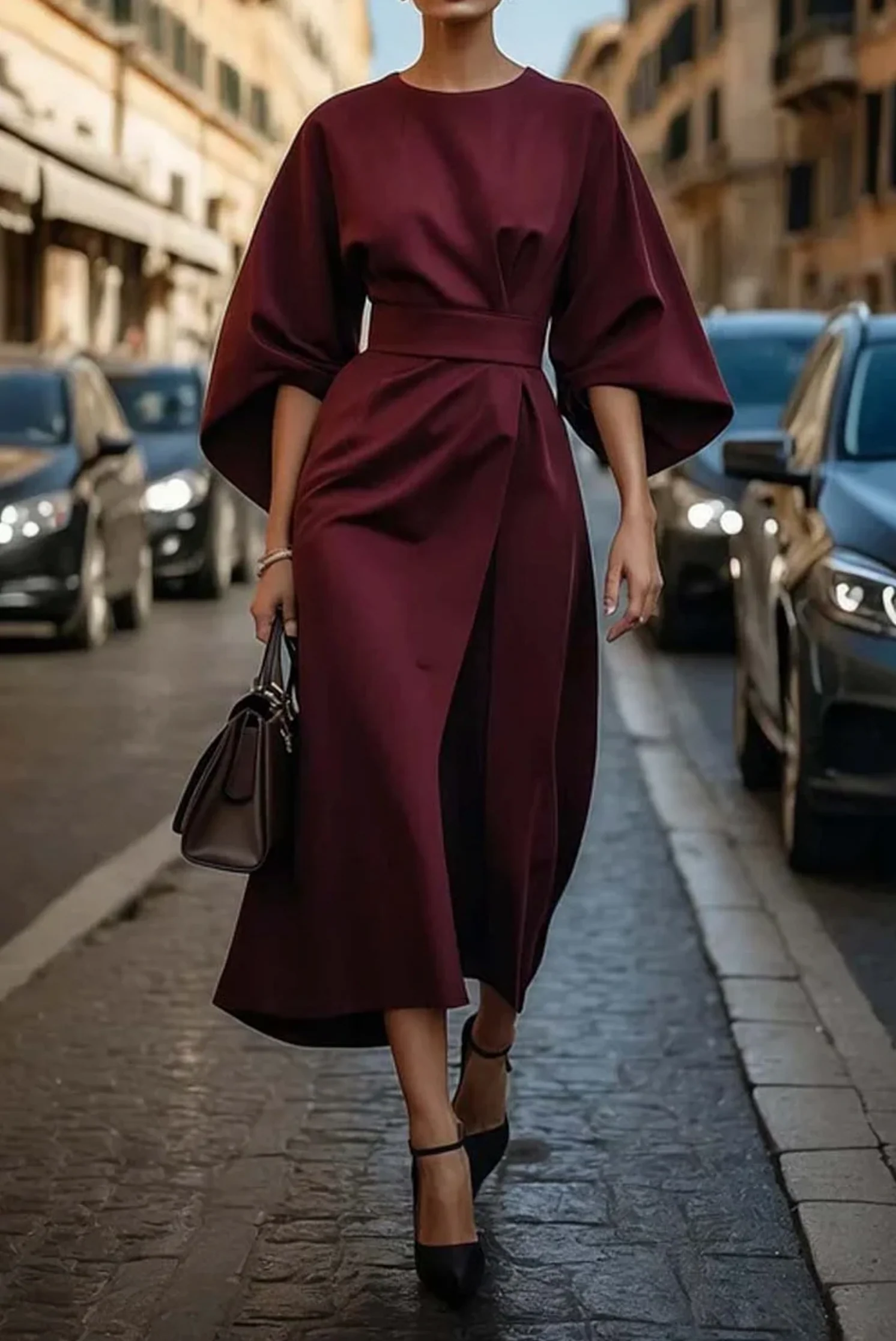 Louise Robe Élégante Femme – Design Féminin avec Manches Lanternes & Coupe Cintrée Ajustable - Image 5