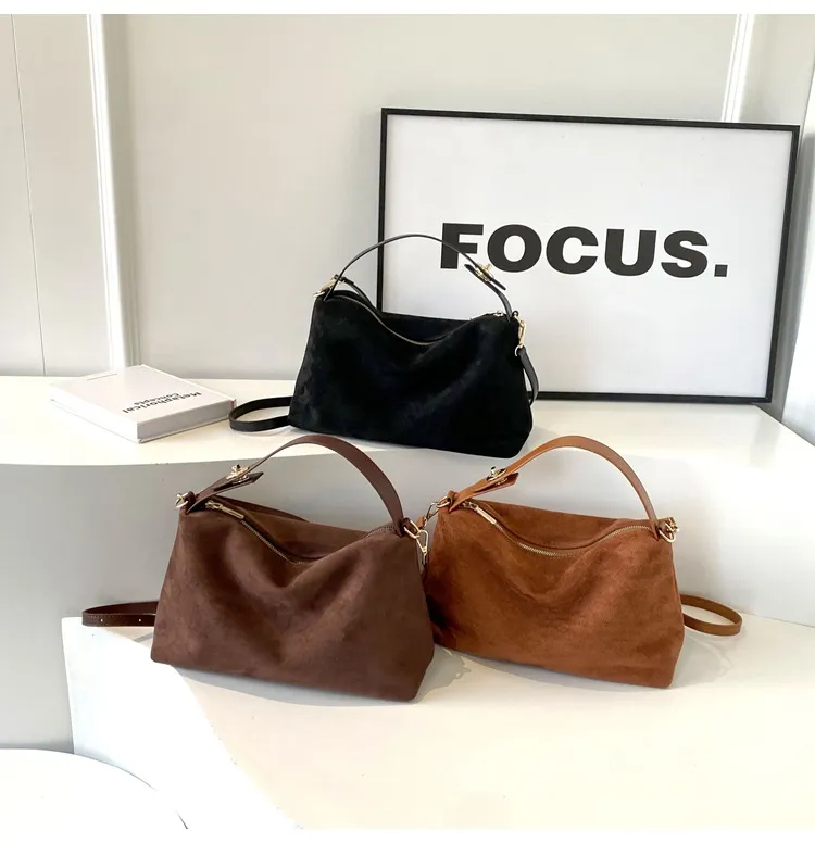 Maëlle Sac à Épaule Femme – Sac Suède Élégant avec Anse Similicuir & Grand Compartiment - Image 8