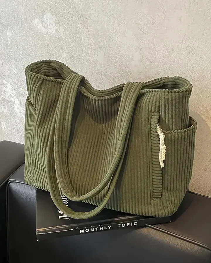 Marijn Sac Cabas Femme – Tote Bag Côtelé avec Détails Cordon & Grand Espace de Rangement - Image 3