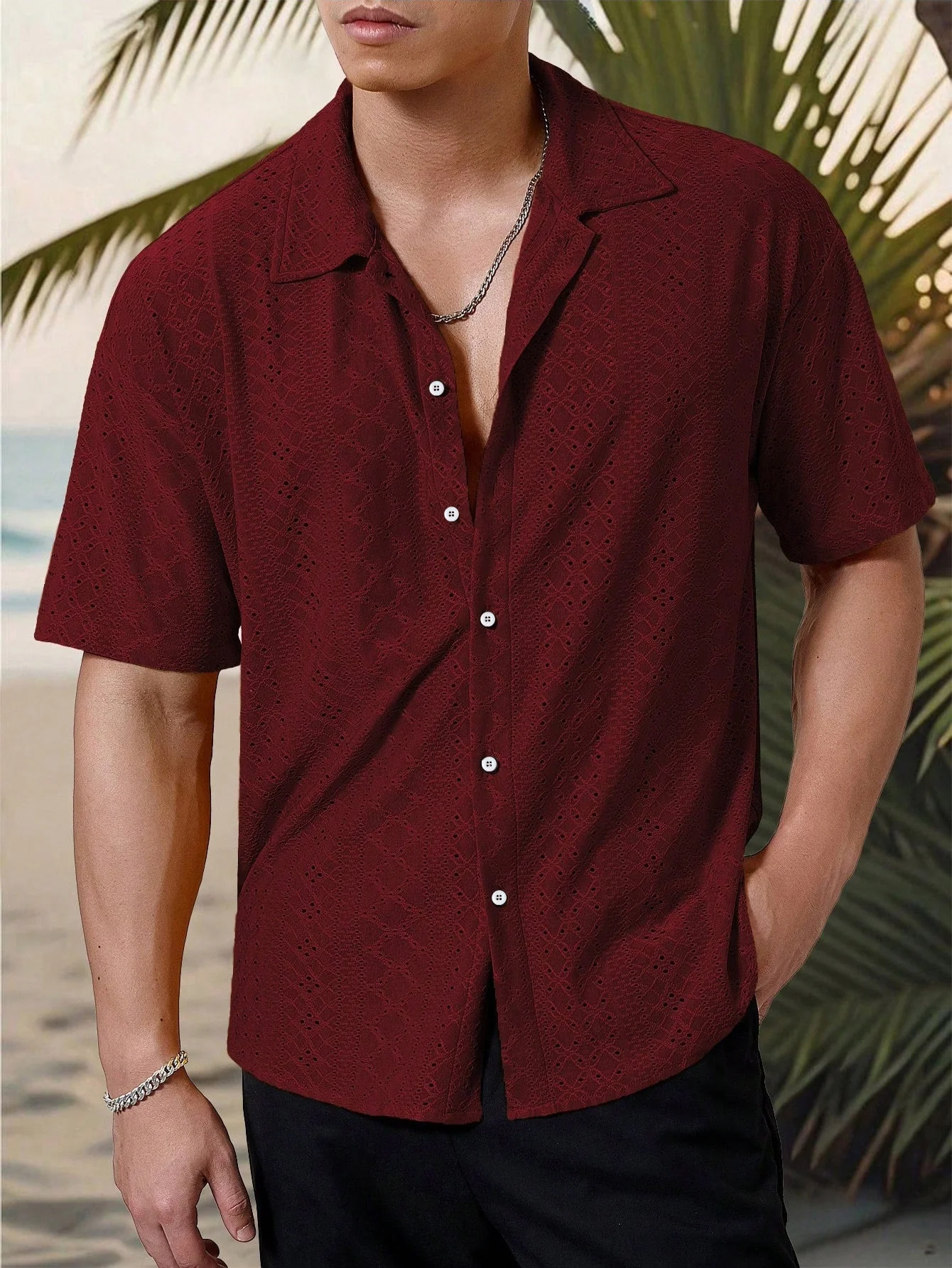 Marjhun Chemise Homme – Chemise Texturée Boutonnée Élégante & Confortable pour Look Décontracté - Image 6