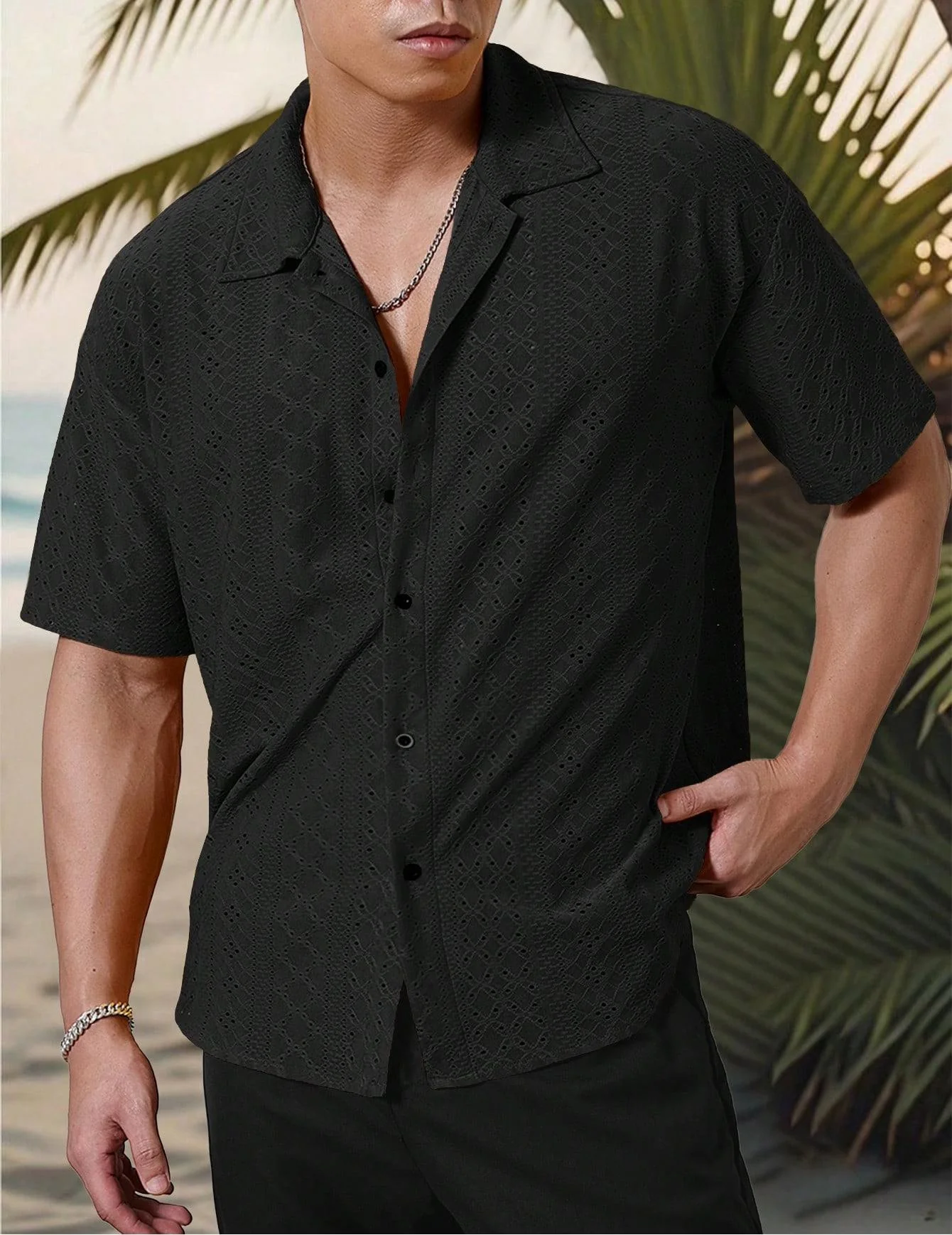 Marjhun Chemise Homme – Chemise Texturée Boutonnée Élégante & Confortable pour Look Décontracté - Image 9