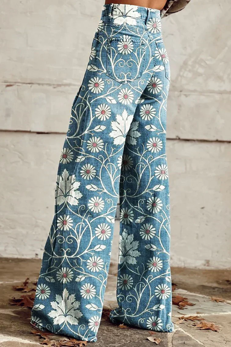 Pantalon Alina Femme Style Boho Vintage – Pantalon Large Aéré avec Imprimés Bohèmes Tendance - Image 3