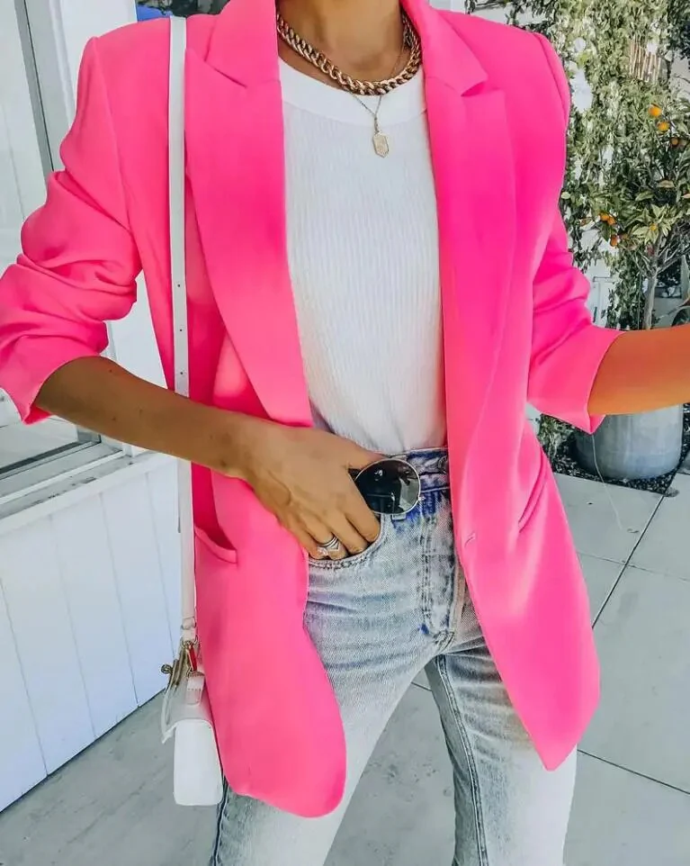 Raine Blazer Femme - Coupe Oversize, Simple Boutonnage, Col à Revers - Élégance Tailleur pour Bureau et Soirées - Image 4