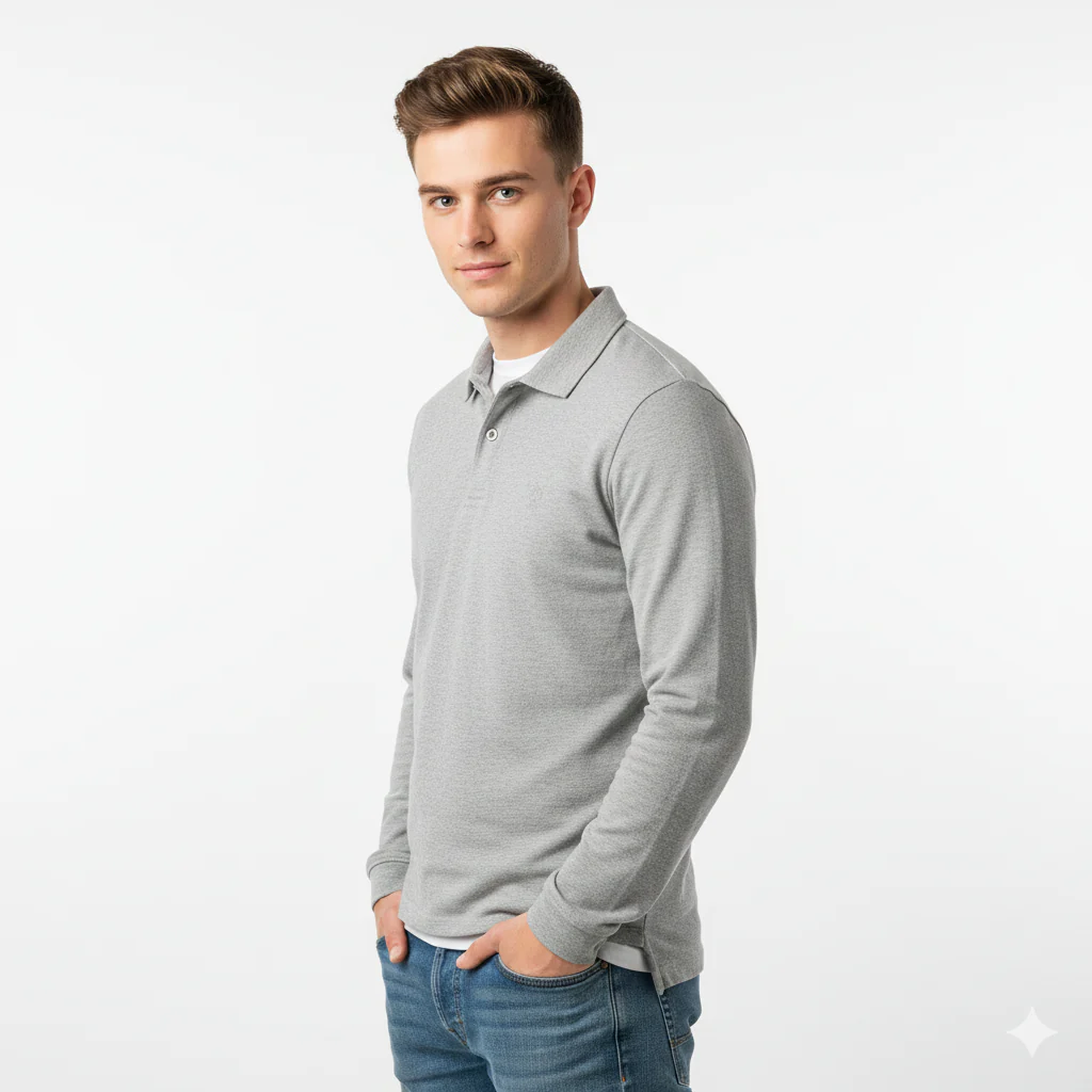 River Polo Longues Manches Homme – Polo Confortable en Coton Mélangé avec Coupe Droite - Image 4