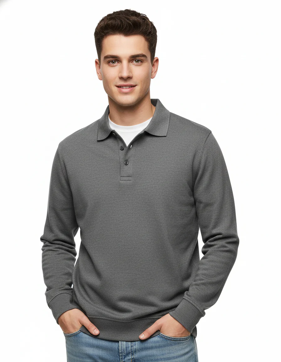 River Polo Longues Manches Homme – Polo Confortable en Coton Mélangé avec Coupe Droite - Image 5