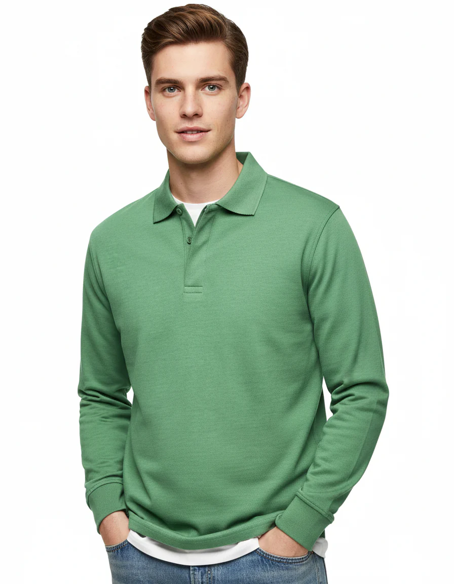 River Polo Longues Manches Homme – Polo Confortable en Coton Mélangé avec Coupe Droite - Image 6