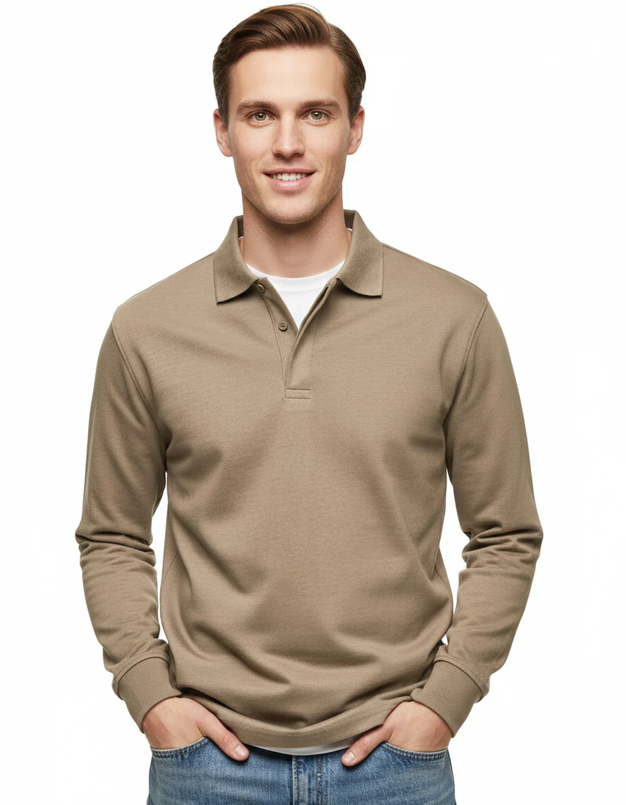 River Polo Longues Manches Homme – Polo Confortable en Coton Mélangé avec Coupe Droite - Image 7