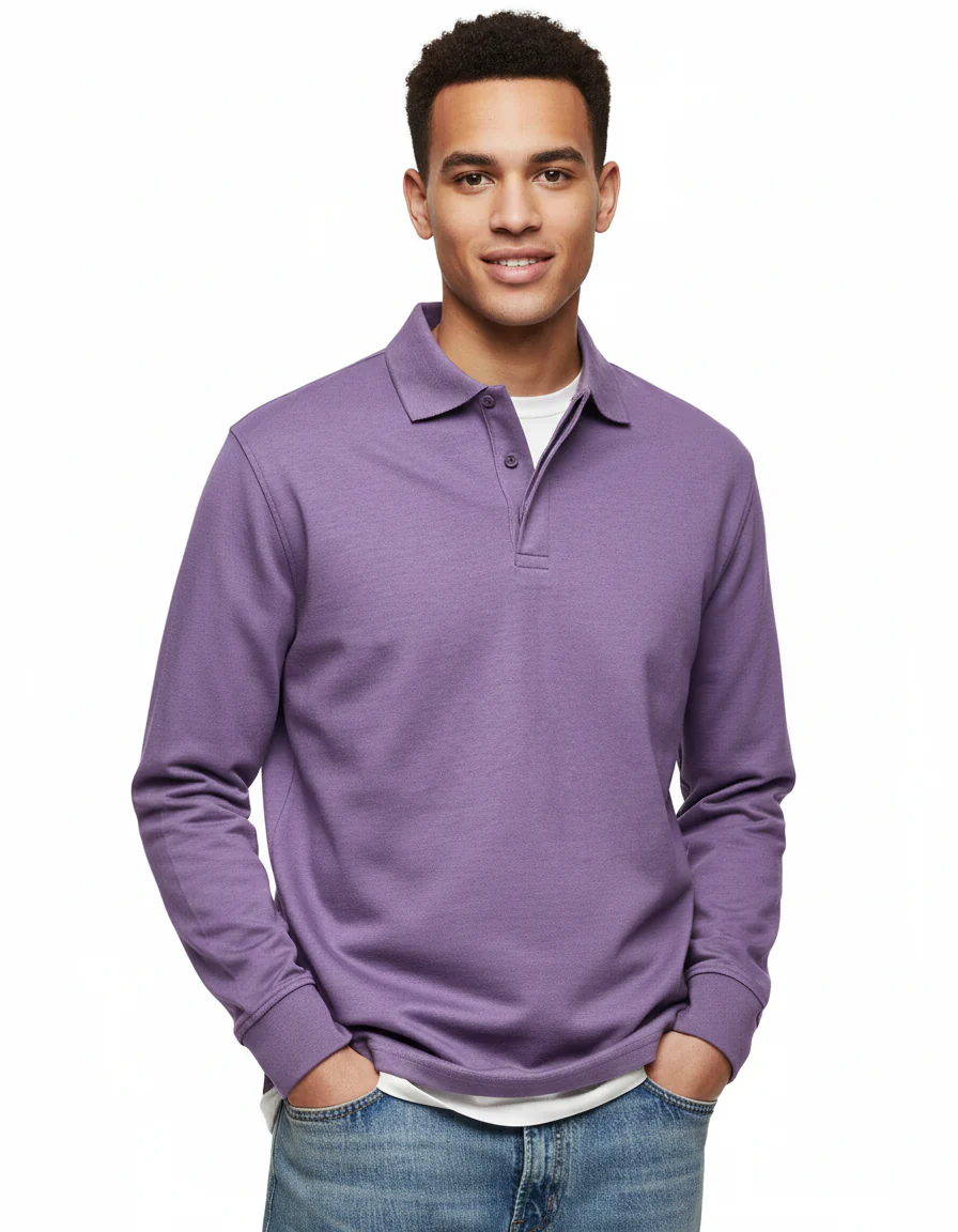 River Polo Longues Manches Homme – Polo Confortable en Coton Mélangé avec Coupe Droite - Image 8