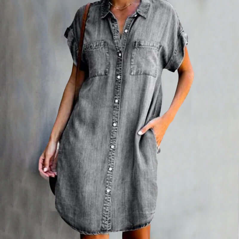 Robe-chemise femme Clara – Robe d’été légère avec patte de boutonnage & coupe féminine - Image 3