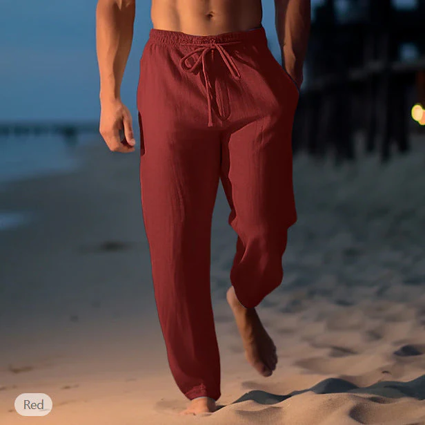 Sean Pantalon Plage Homme – Pantalon Estival en Lin Bleu Clair Respirant avec Cordon de Serrage - Image 11