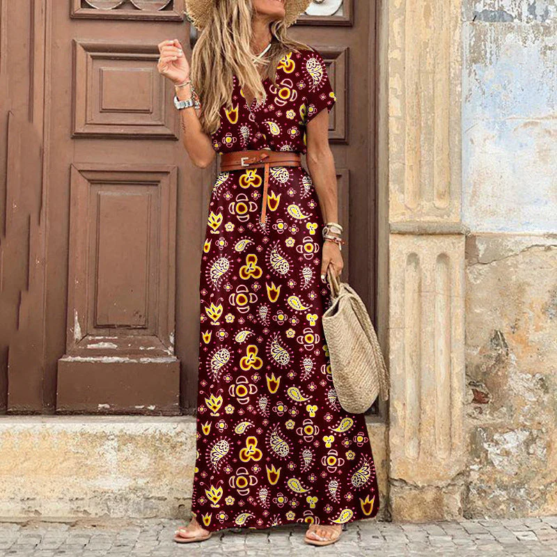 Susan Robe Fleurie Femme – Élégante Robe à Col en V en Polyester avec Coupe Confortable et Style Chic - Image 3