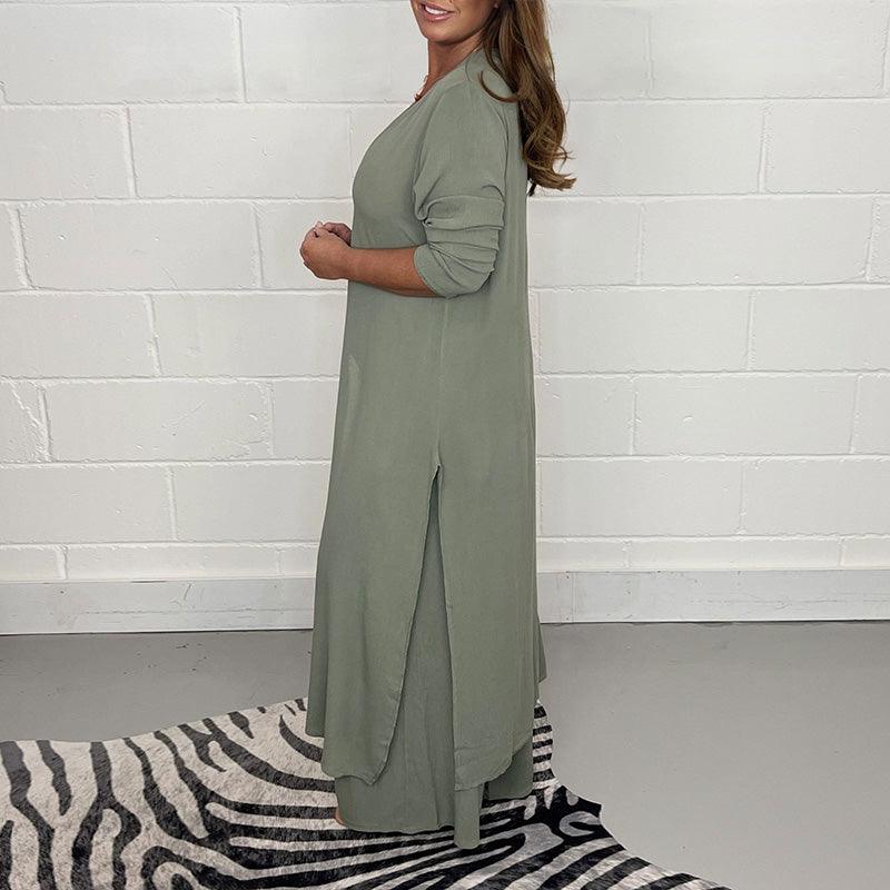 Tess Ensemble Femme Deux Pièces – Haut Long Ample avec Pantalon Taille Haute & Ceinture Élastique - Image 7