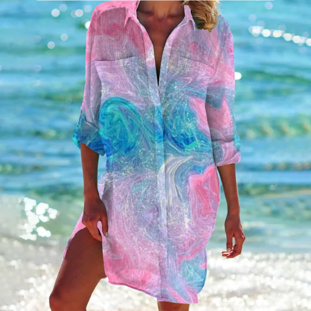 Valencia-Classique Robe Chemise Femme – Élégante Robe Trapèze aux Couleurs Estivales - Image 5