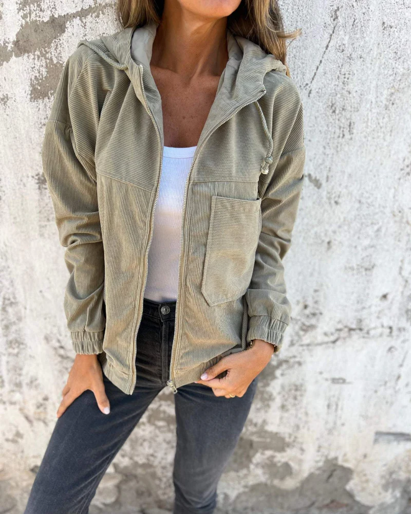 Veste Zippée en Velours Danna Femme – Chaude, Stylée et Confortable avec Capuche - Image 3