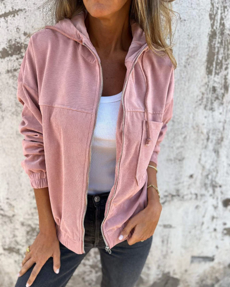 Veste Zippée en Velours Danna Femme – Chaude, Stylée et Confortable avec Capuche - Image 4